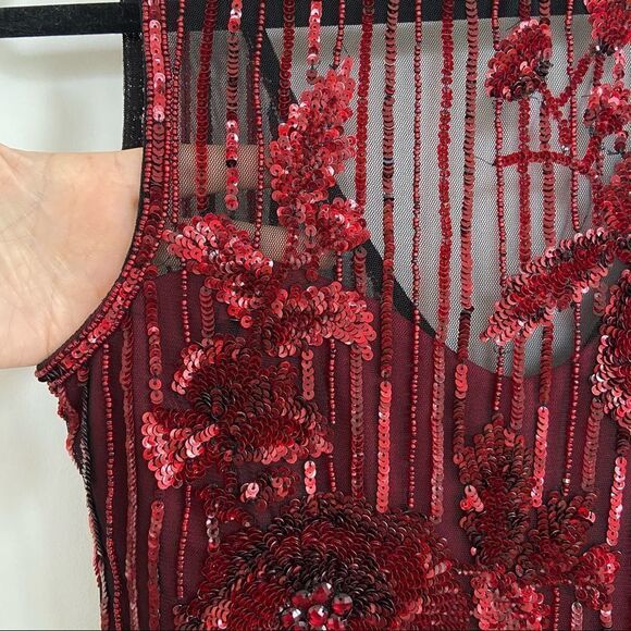 Parker Black Abba Sequin High Low Dress Black Red Size 0 - Picture 10 of 15